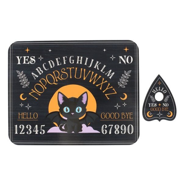 lindo y espeluznante tablero parlante de murciélago y gato con planchette