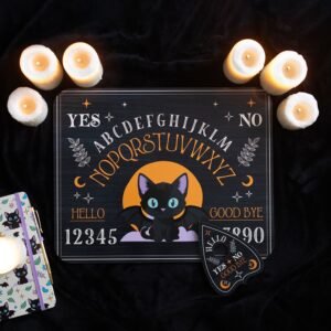 lindo y espeluznante tablero parlante de murciélago y gato con planchette