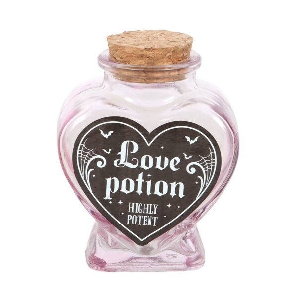 botella decorativa de poción de amor con forma de corazón de cristal