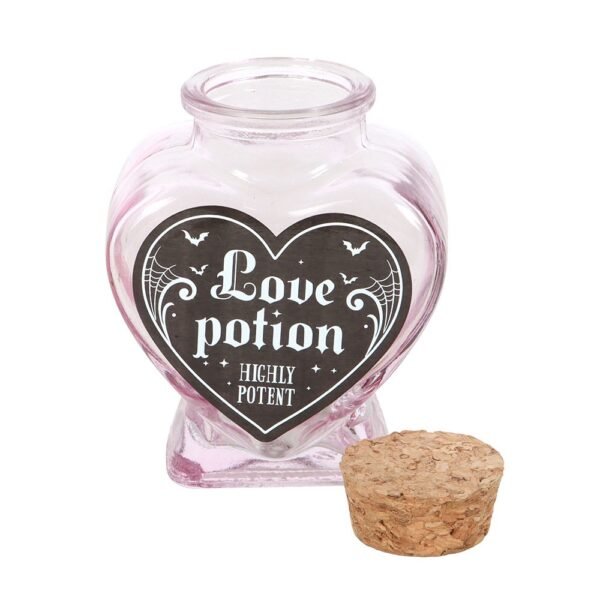 botella decorativa de poción de amor con forma de corazón de cristal