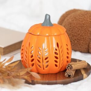 quemador de aceite y calentador de cera de calabaza con hojas