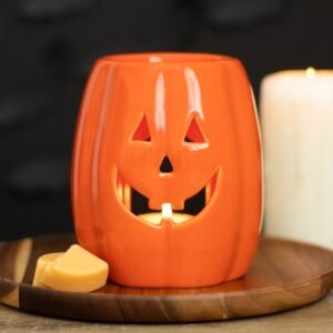 quemador de aceite y calentador de cera con forma de jack o' lantern