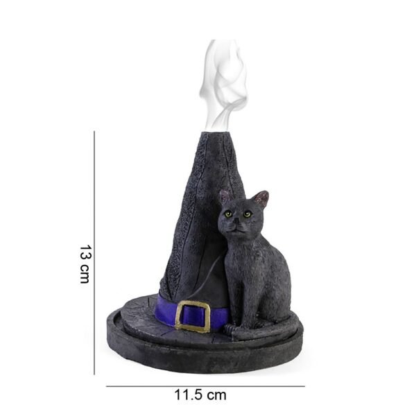 sombrero de bruja con porta conos de incienso de gato