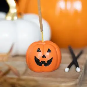 Porta varillas de incienso de calabaza naranja