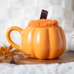 Juego de taza y calcetines con forma de calabaza