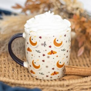 Taza con estampado de luna de cosecha mágica de otoño