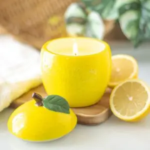 Tarro de vela con forma de limón