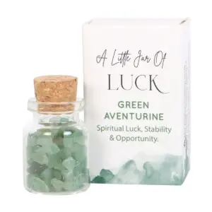 🍀💎 Tarro de la suerte de cristal de aventurina en una caja de cerillas