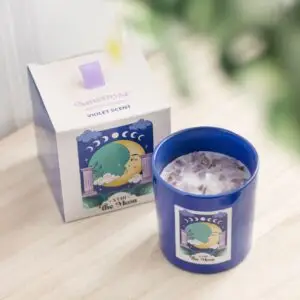 Vela con chips de cristal de amatista de La Luna🌕💜.