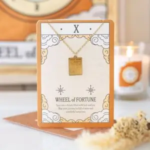 🍀 Collar de Tarot “La Rueda de la Fortuna” con tarjeta
