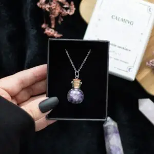💜 Collar con frasco de poción de cristal de amatista