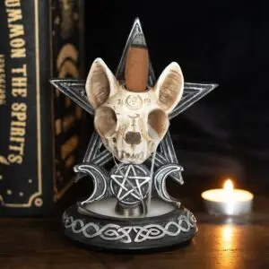 Quemador de Incienso con Reflujo Ouija Cat – Gato Esqueleto Gótico