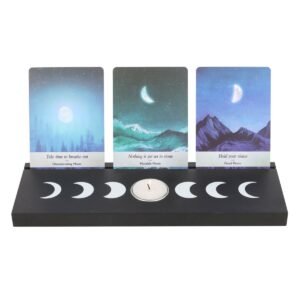 Portavelas de Tarot con Soporte para Cartas – Fases Lunares Negras