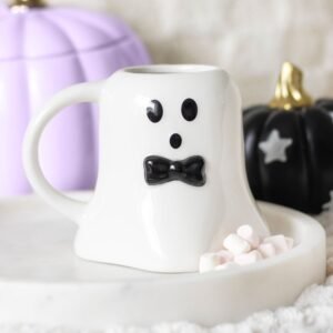 Taza con forma de fantasma con pajarita
