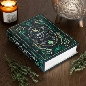 Caja de almacenamiento con forma de libro Bruja Verde