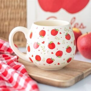 Taza redondeada con estampado de manzanas