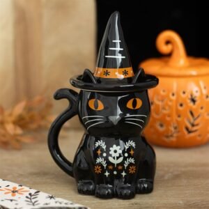 Taza con tapa Gato Negro Folk