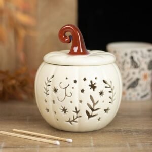 Quemador Calabaza Decorada Crema “Cream Folk Pumpkin”