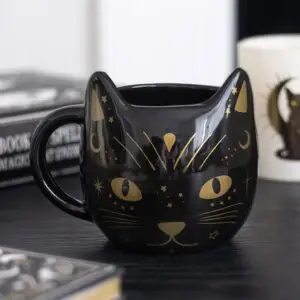Taza con cara de Gato Negro Mágico