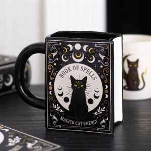 Taza con forma de libro Black Cat Magick: Libro de Hechizos