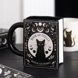 Taza con forma de libro Black Cat Magick: Libro de Hechizos