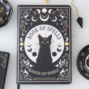 Cuaderno A5 Black Cat Magick: Libro de Hechizos con bolígrafo