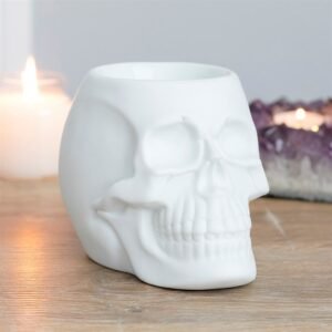 Quemador de aceite y cera Calavera Blanca