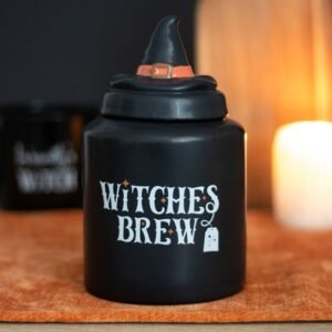 Tarro Cerámico para Té "Witches Brew" con Tapa de Sombrero de Bruja